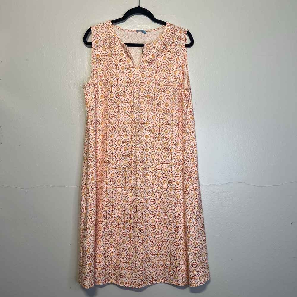 J. McLaughlin Ellison Dress Plus Sz XXL White/Orange/Coral Hannover Beach Cruise